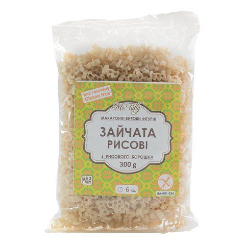 Фiгурнi макарони рисовi &ldquo;Зайчата&rdquo; без глютену Ms. Tally 4820216950618 фото