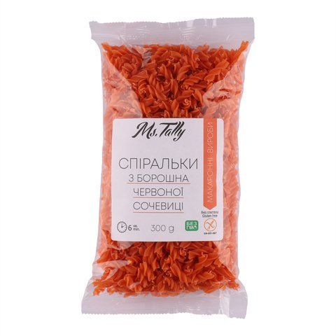 Спіральки з борошна червоної сочевиці без глютену Ms. Tally 4820216951684 фото