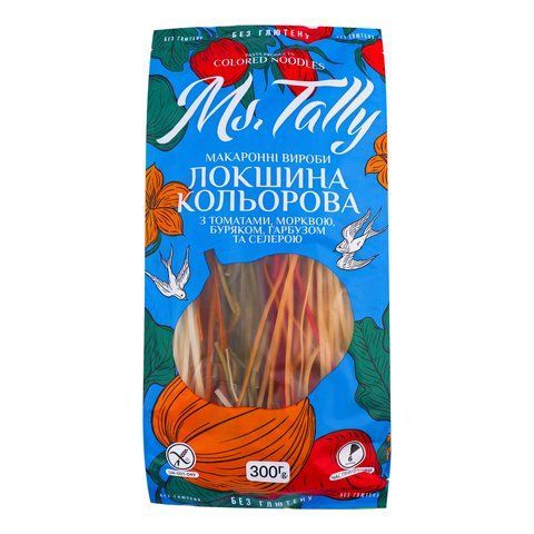 Локшина кольорова без глютену Ms. Tally 4820216951561 фото
